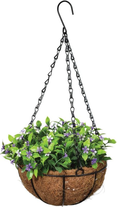 Roślina sztuczna Jumi w koszyku fioletowe kwiaty 14 cm
