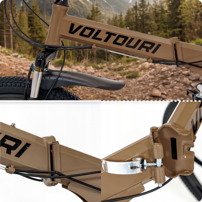 Rower górski Voltouri 26" składany mtb podwójna amortyzacja shimano 21 biegów felga 1szt.