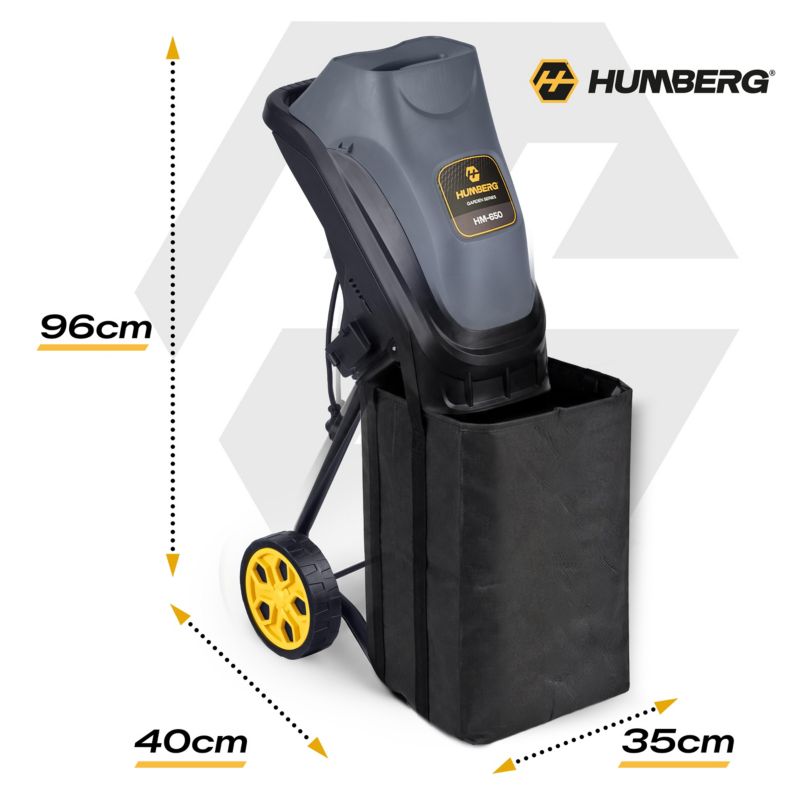 Rozdrabniacz do gałęzi Humberg HM-650 elektryczny mocny rębak 2500W +2x worek 45L 1 szt.