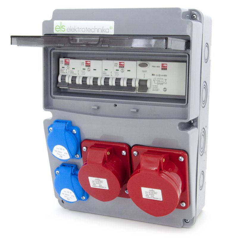 Rozdzielnica 11-modułowa zabezpieczona ELS Elektrotechnika 11NO31C11C11CF 32/5xC32 16/5xC16 3GSxC16 FSS 40A IP44 okablowana 1 szt.