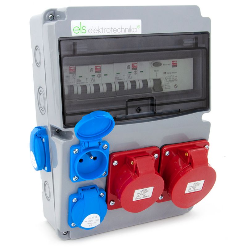 Rozdzielnica 11-modułowa zabezpieczona ELS Elektrotechnika 11NO31C11C11CF 32/5xC32 16/5xC16 3GSxC16 FSS 40A IP44 okablowana 1 szt.