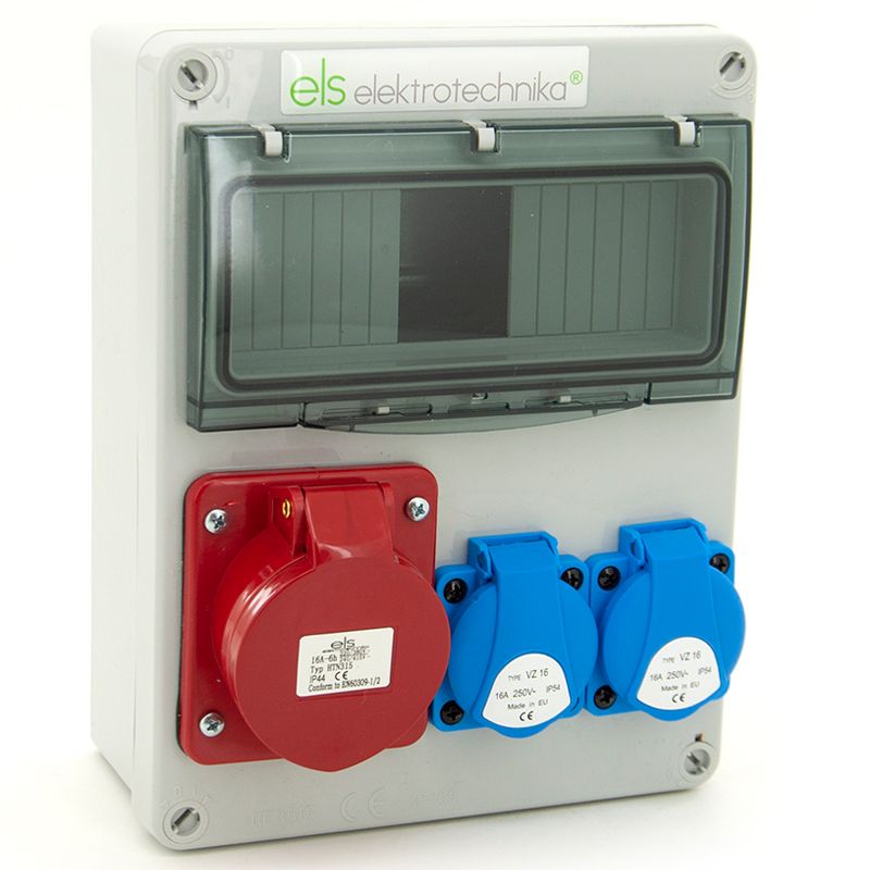 Rozdzielnica budowlana 8-polowa ELS Elektrotechnika 8NO210 2x230V 16A/5 niewyposażona, obudowa naścienna IP65, okablowana, 1 szt.