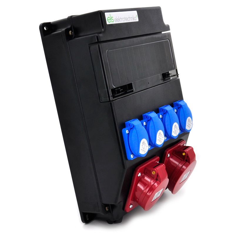 Rozdzielnica budowlana ELS Elektrotechnika 11NO411CZ 4x230V 2x400V 16A/32A IP54, obudowa ABS czarna, pełne okablowanie, 1 szt.