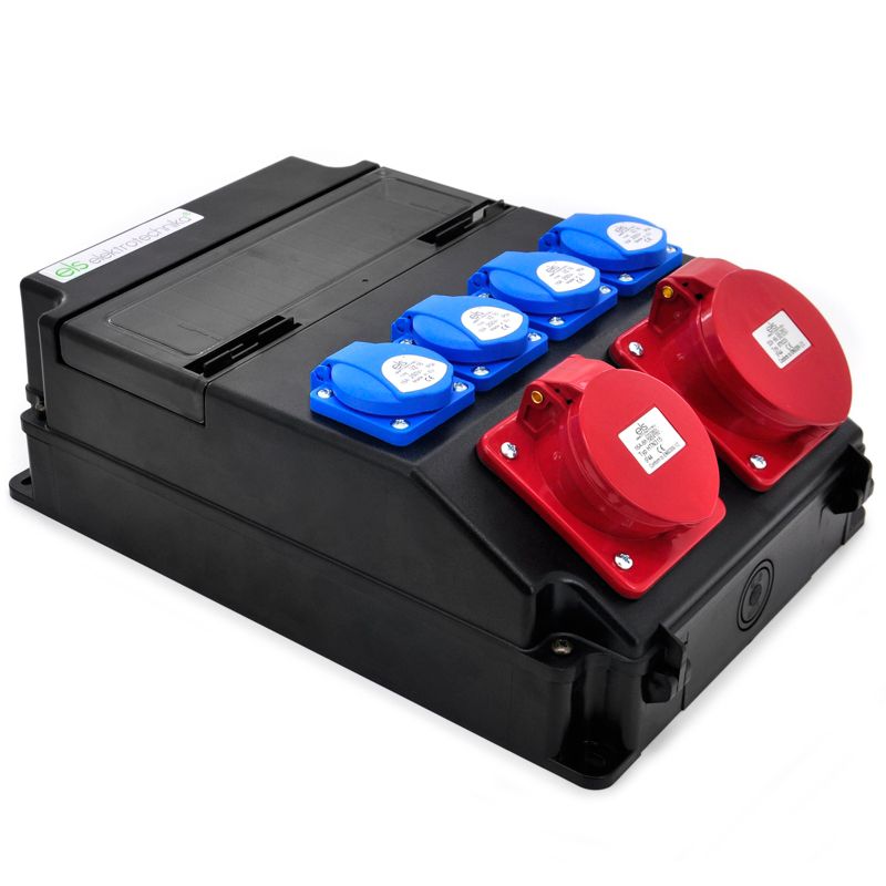Rozdzielnica budowlana ELS Elektrotechnika 11NO411CZ 4x230V 2x400V 16A/32A IP54, obudowa ABS czarna, pełne okablowanie, 1 szt.