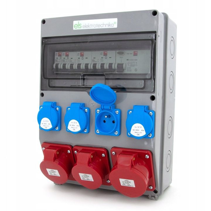 Rozdzielnica budowlana ELS Elektrotechnika 12NO42C21C11CF 32A/5 2x16A/5 4x230V zabezpieczona C16 C32 i różnicówką, gotowa 1 szt.