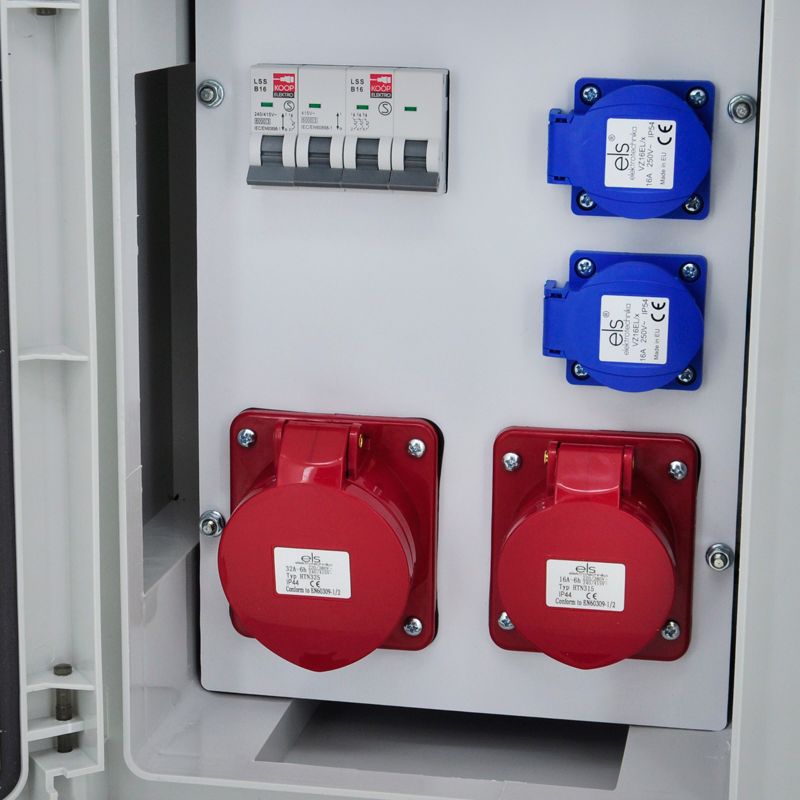 Rozdzielnica budowlana ELS Elektrotechnika N21B11B1ABS 2x230V 1x32A 1x16A 5P zabezpieczona B16, zamykana obudowa ABS IK10, 1 szt.