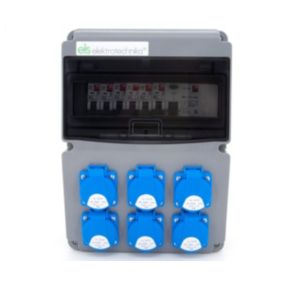 Rozdzielnica budowlana, ogrodowa 3-faz ELS Elektrotechnika 11NO66C00F 6x230V zabezpieczona C16, wyłącznik różnicowoprądowy, 1 szt.