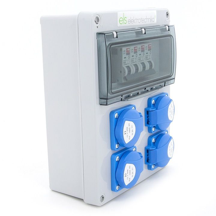 Rozdzielnica budowlana, skrzynka elektryczna ELS Elektrotechnika 8NO44C00 4x230V IP54 zabezpieczona 4xC16 1P, naścienna, 1 szt.