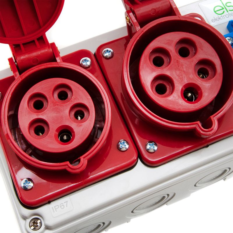 Rozdzielnica budowlana, skrzynka natynkowa ELS Elektrotechnika N111 1x230V siła 1x32A/5 1x16A/5P, obudowa naścienna IP67, 1 szt.