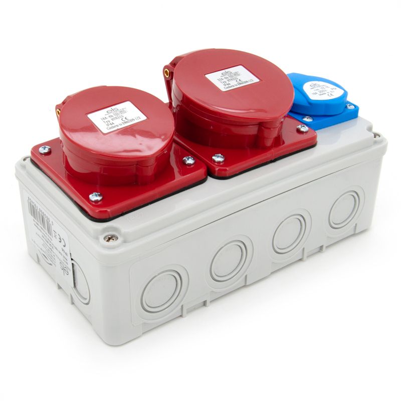 Rozdzielnica budowlana, skrzynka natynkowa ELS Elektrotechnika N111 1x230V siła 1x32A/5 1x16A/5P, obudowa naścienna IP67, 1 szt.