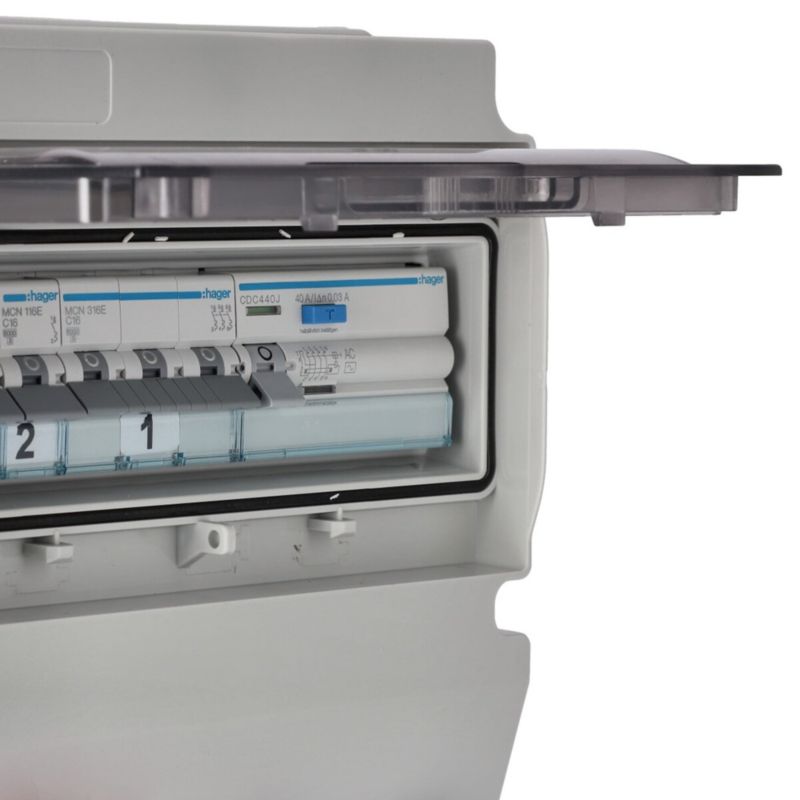 Rozdzielnica Edo wyposażona ASTAT 120 Plus IP65 16A/5P, 2x230V schuko IP44 IK08, wyłączniki Hager 1 szt.
