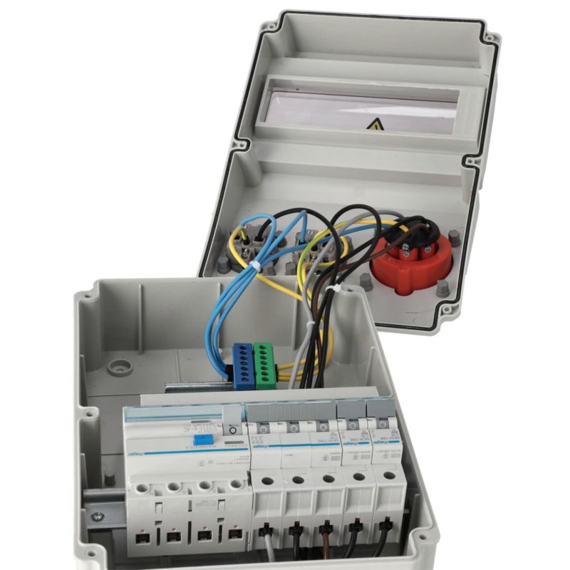 Rozdzielnica Edo wyposażona ASTAT 120 Plus IP65 16A/5P, 2x230V schuko IP44 IK08, wyłączniki Hager 1 szt.