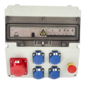 Rozdzielnica Edo wyposażona ASTAT 397 Plus IP65 16A/5P 4x230V schuko wyzwalacz wzrostowy iMX wył.Schneider 1 szt.