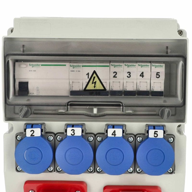 Rozdzielnica Edo wyposażona ASTAT 446 Standard Plus IP65 32A/5P, 16A/5P, 4x230V Typ E, wyłączniki Schneider 1 szt.