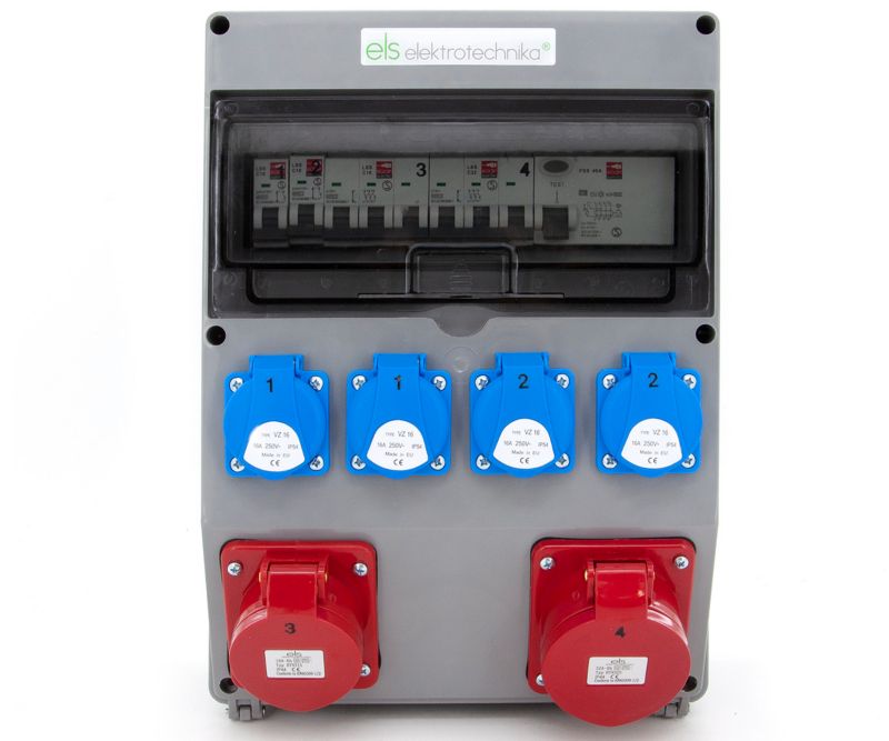 Rozdzielnica elektryczna ELS Elektrotechnika 12NO42C11C11CF 32A/5 16A/5 4x230V z kompletem zabezpieczeń, naścienna IP65 1 szt.