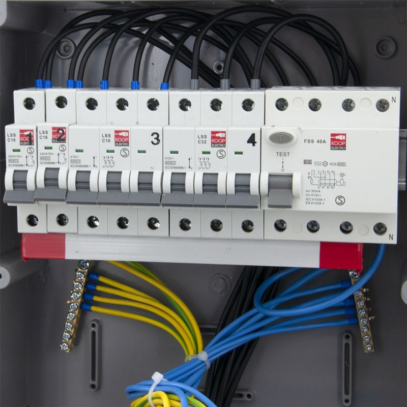 Rozdzielnica elektryczna ELS Elektrotechnika 12NO42C11C11CF 32A/5 16A/5 4x230V z kompletem zabezpieczeń, naścienna IP65 1 szt.
