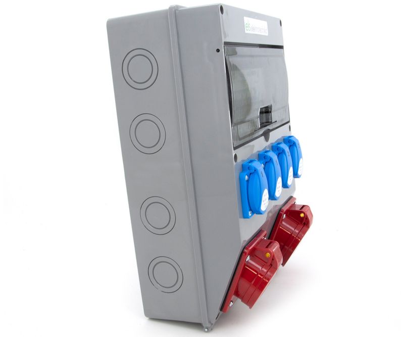 Rozdzielnica elektryczna ELS Elektrotechnika 12NO42C11C11CF 32A/5 16A/5 4x230V z kompletem zabezpieczeń, naścienna IP65 1 szt.