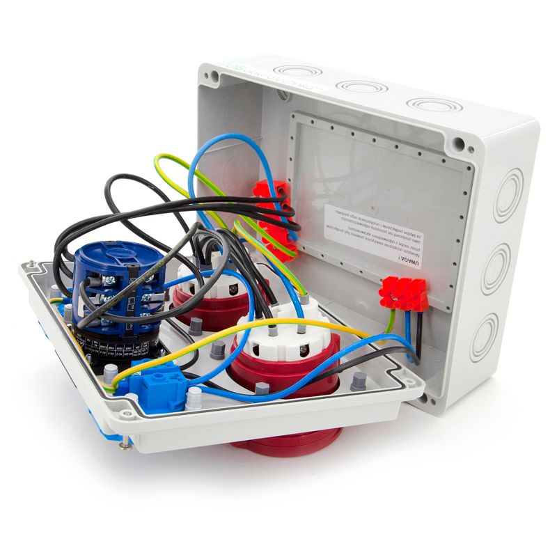 Rozdzielnica elektryczna ELS Elektrotechnika N202LP 2x32A/5P 2x230V GS, wyłącznik L-0-P, obudowa IP65, na budowę, 1 szt.