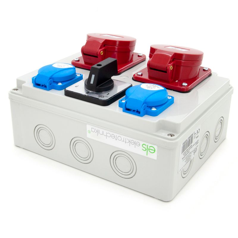 Rozdzielnica elektryczna ELS Elektrotechnika N202LP 2x32A/5P 2x230V GS, wyłącznik L-0-P, obudowa IP65, na budowę, 1 szt.