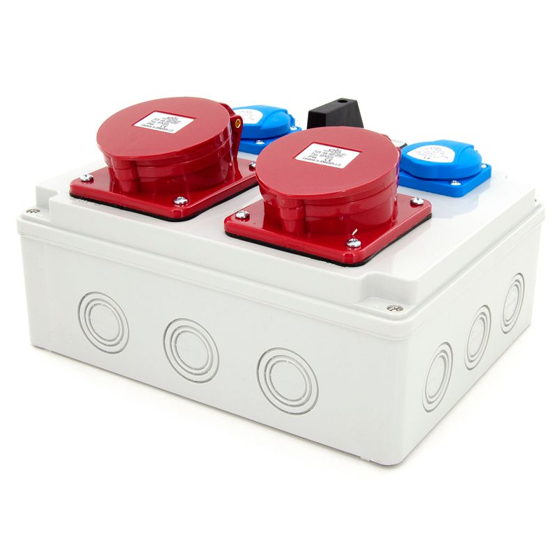 Rozdzielnica elektryczna ELS Elektrotechnika N202LP 2x32A/5P 2x230V GS, wyłącznik L-0-P, obudowa IP65, na budowę, 1 szt.