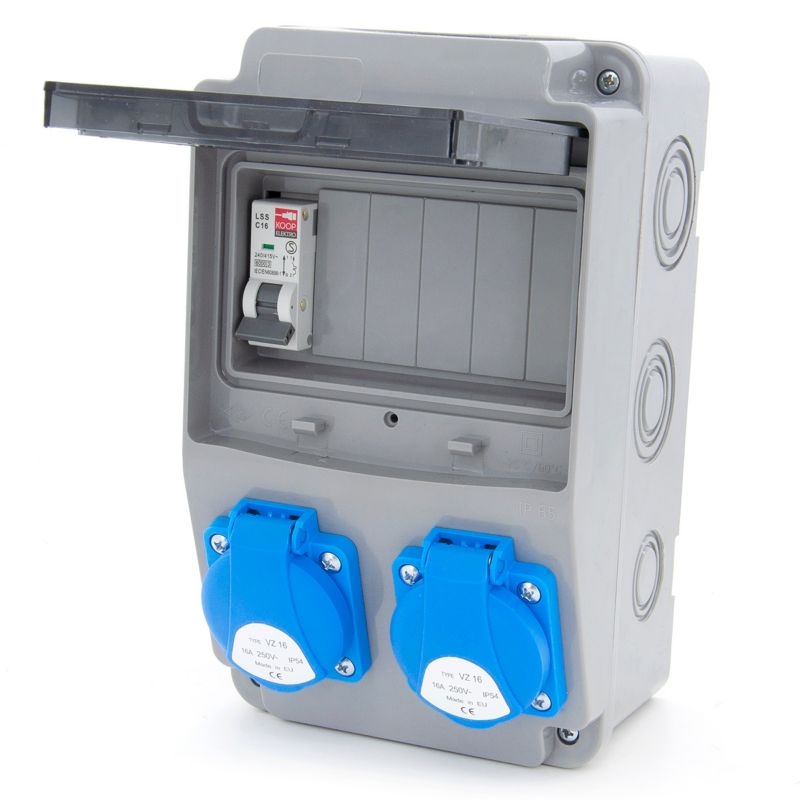 Rozdzielnica elektryczna, erbetka ogrodowa ELS Elektrotechnika 6NO21C00 2xGS 230V zabezpieczona C16, okablowana 1 szt.