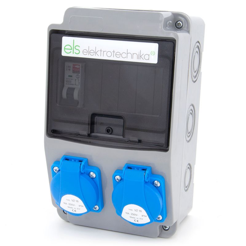 Rozdzielnica elektryczna, erbetka ogrodowa ELS Elektrotechnika 6NO21C00 2xGS 230V zabezpieczona C16, okablowana 1 szt.