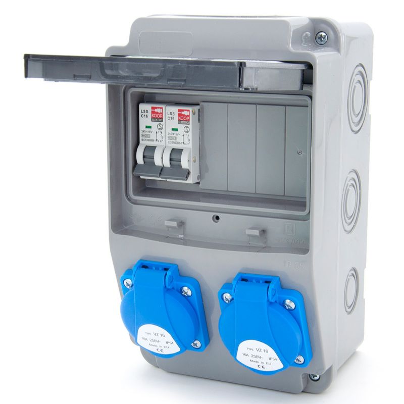 Rozdzielnica elektryczna, rozdzielnia ogrodowa ELS Elektrotechnika 6NO22C00 2x230V zabezpieczona 2xC16 skrzynka 6M IP65 1 szt.
