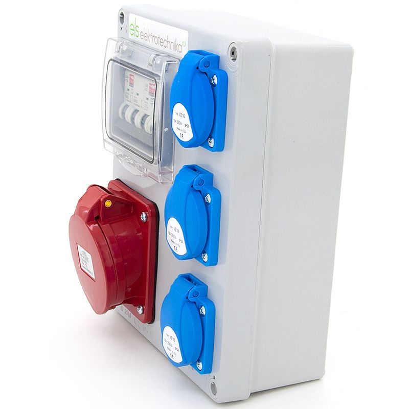 Rozdzielnica elektryczna, skrzynka budowlana ELS Elektrotechnika 4NO31C011C 3x230V 1x32A/5, zabezpieczona, okablowana, 1 szt.