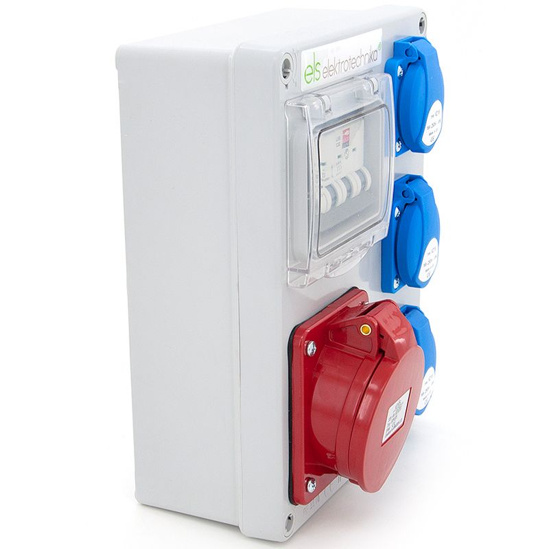 Rozdzielnica elektryczna, skrzynka budowlana ELS Elektrotechnika 4NO31C011C 3x230V 1x32A/5, zabezpieczona, okablowana, 1 szt.