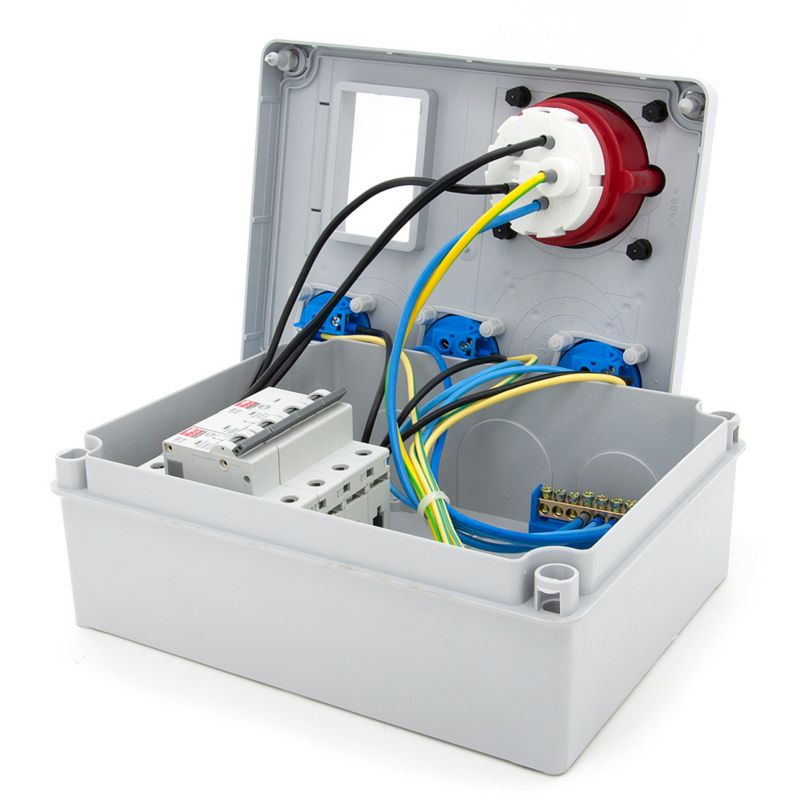 Rozdzielnica elektryczna, skrzynka budowlana ELS Elektrotechnika 4NO31C011C 3x230V 1x32A/5, zabezpieczona, okablowana, 1 szt.