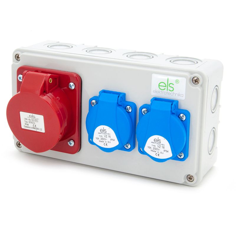 Rozdzielnica elektryczna, skrzynka natynkowa ELS Elektrotechnika N210 2x230V 1x16A/5P, okablowana, gotowa do podłączenia 1 szt.