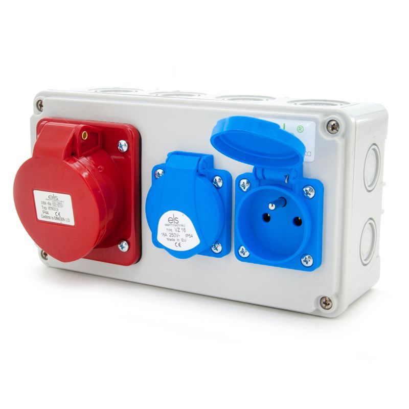 Rozdzielnica elektryczna, skrzynka natynkowa ELS Elektrotechnika N210 2x230V 1x16A/5P, okablowana, gotowa do podłączenia 1 szt.