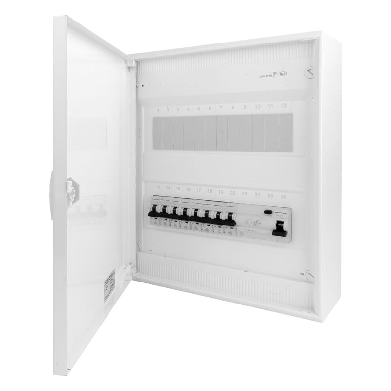 Rozdzielnica modułowa natynkowa 2x12 zabezpieczona 8xMCB 1xRCCB VDE 370x305x96,5mm Doktorvolt 1szt