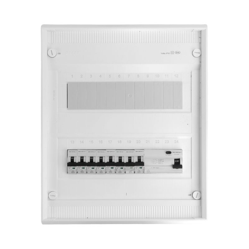 Rozdzielnica modułowa natynkowa 2x12 zabezpieczona 8xMCB 1xRCCB VDE 370x305x96,5mm Doktorvolt 1szt