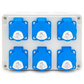 Rozdzielnica ogrodowa, skrzynka jednofazowa ELS Elektrotechnika N600 6x230V gniazda VZ16 16A, obudowa naścienna IP67, 1 szt.