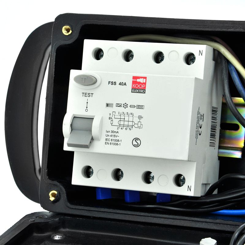 Rozdzielnica przenośna ELS Elektrotechnika 4PO310FW2G 3x230V 16A/5 zabezpieczona, z kablem 1,5m 5G2.5 i wtyczką 16A, gumowa 1 szt.