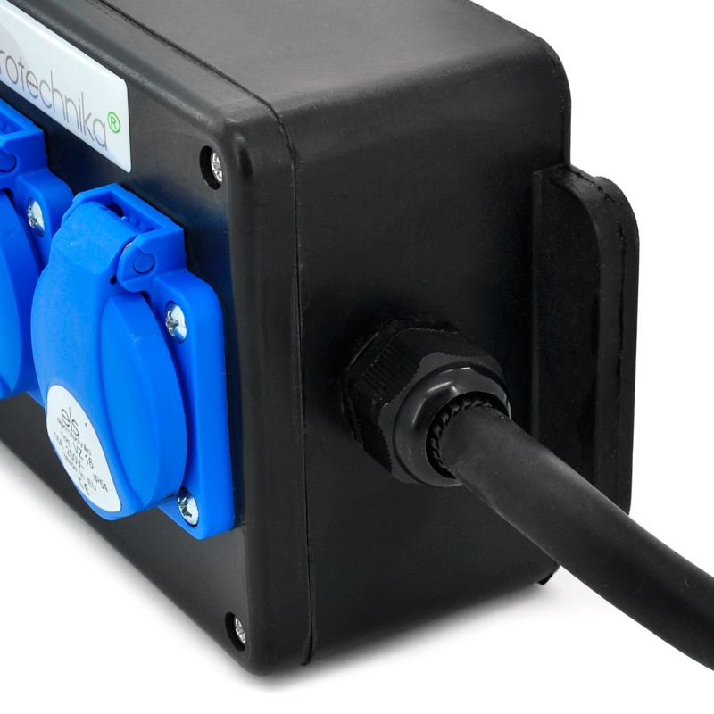 Rozdzielnica przenośna ELS Elektrotechnika 4PO310FW2G 3x230V 16A/5 zabezpieczona, z kablem 1,5m 5G2.5 i wtyczką 16A, gumowa 1 szt.