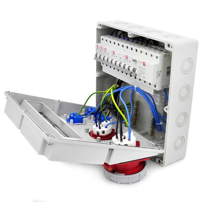 Rozdzielnica siłowa ELS Elektrotechnika 14NO33C11C11CFS67 3x230V 2x400V 32A/5 16A/5 z zabezpieczeniem nadprądowym i RCD, 1 szt.