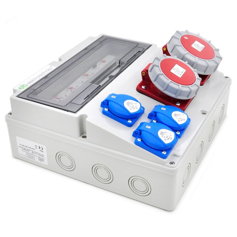 Rozdzielnica siłowa ELS Elektrotechnika 14NO33C11C11CFS67 3x230V 2x400V 32A/5 16A/5 z zabezpieczeniem nadprądowym i RCD, 1 szt.