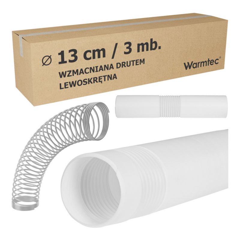 Rura do klimatyzatora przenośnego Warmtec wzmocniona harmonijkowa lewoskrętna 13cm/3m 1szt.