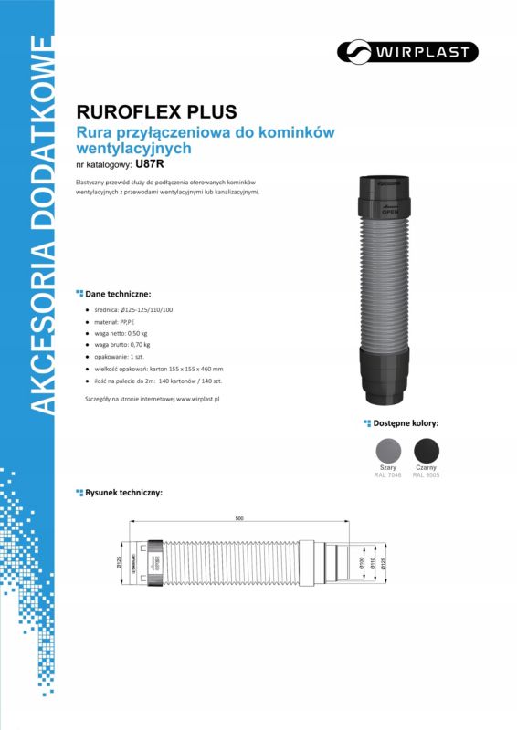 Ruroflex PLUS 125 CLICK do kominków WIRPLAST EVO PRO PLUS
