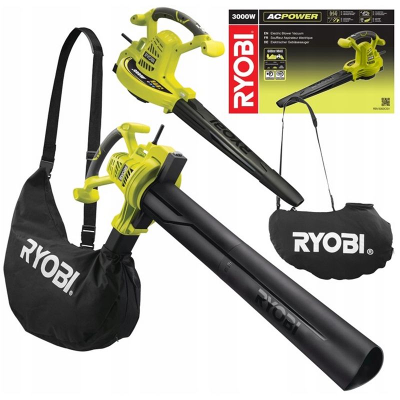 RYOBI DMUCHAWA OGRODOWA ODKURZACZ ELEKTRYCZNY DO LIŚCI 3000W RBV3000CSV