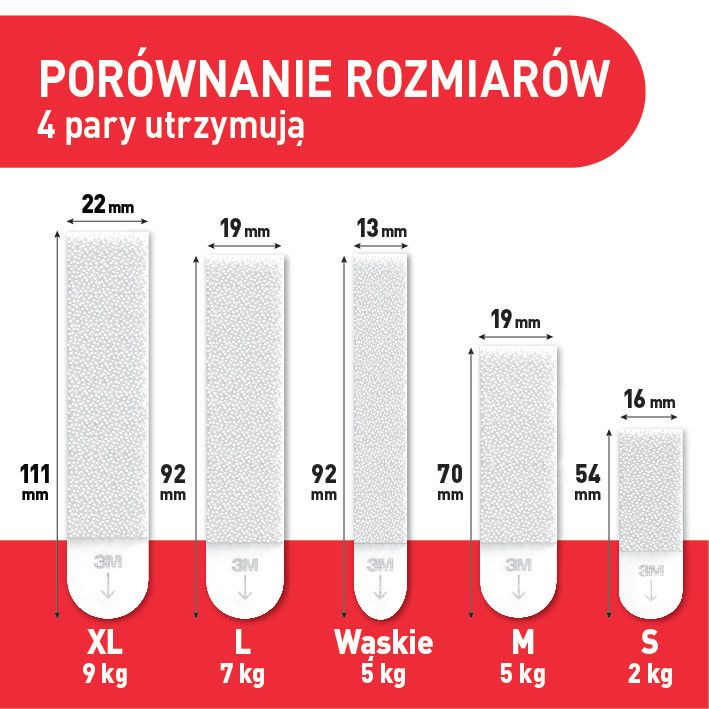 Rzepy Command zestaw 12 par małych i średnich