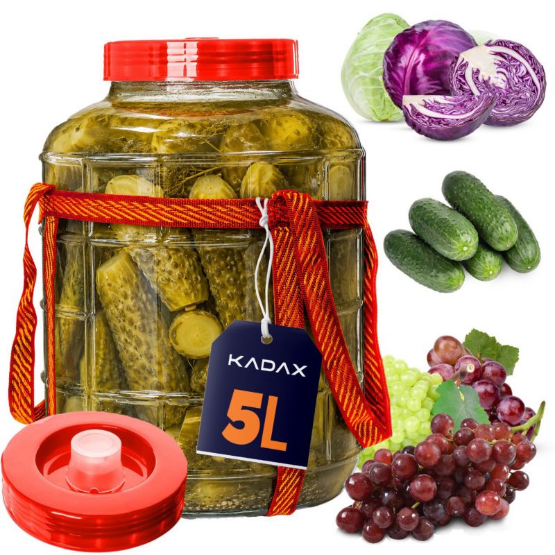 Słój KADAX z szelkami 5L do wina i kiszonek szklany 1 szt.