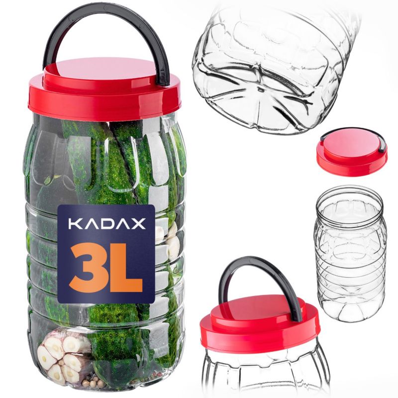 Słój uniwersalny KADAX PET z pokrywką 3L 1szt.