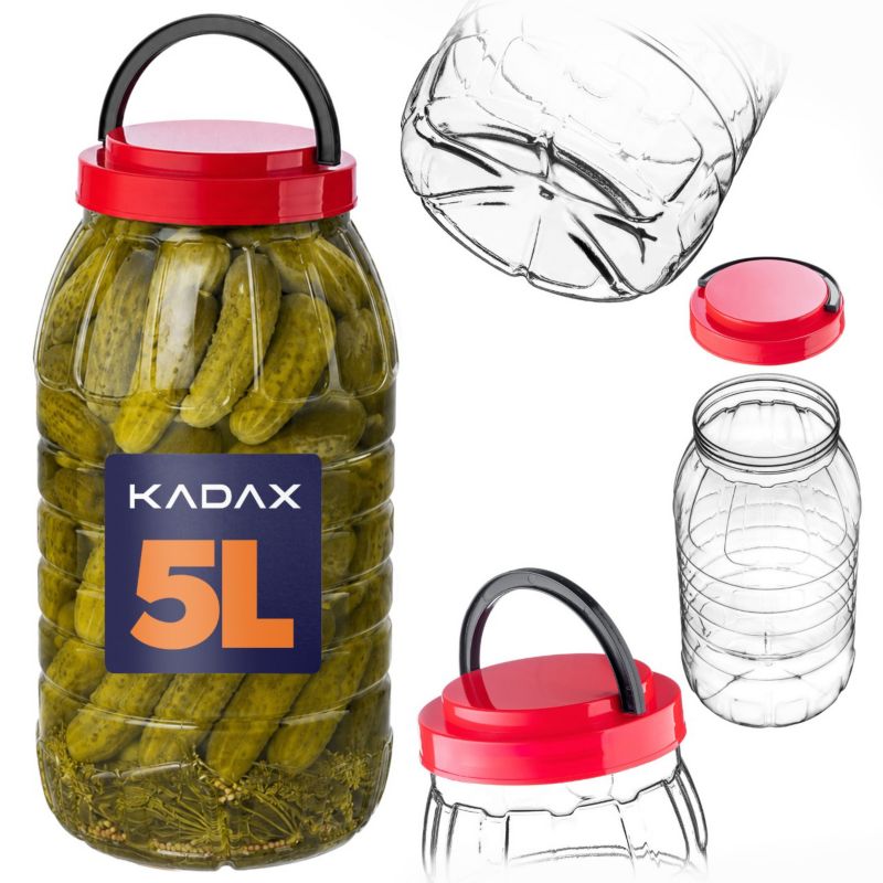 Słój uniwersalny KADAX PET z pokrywką 5L 1szt.