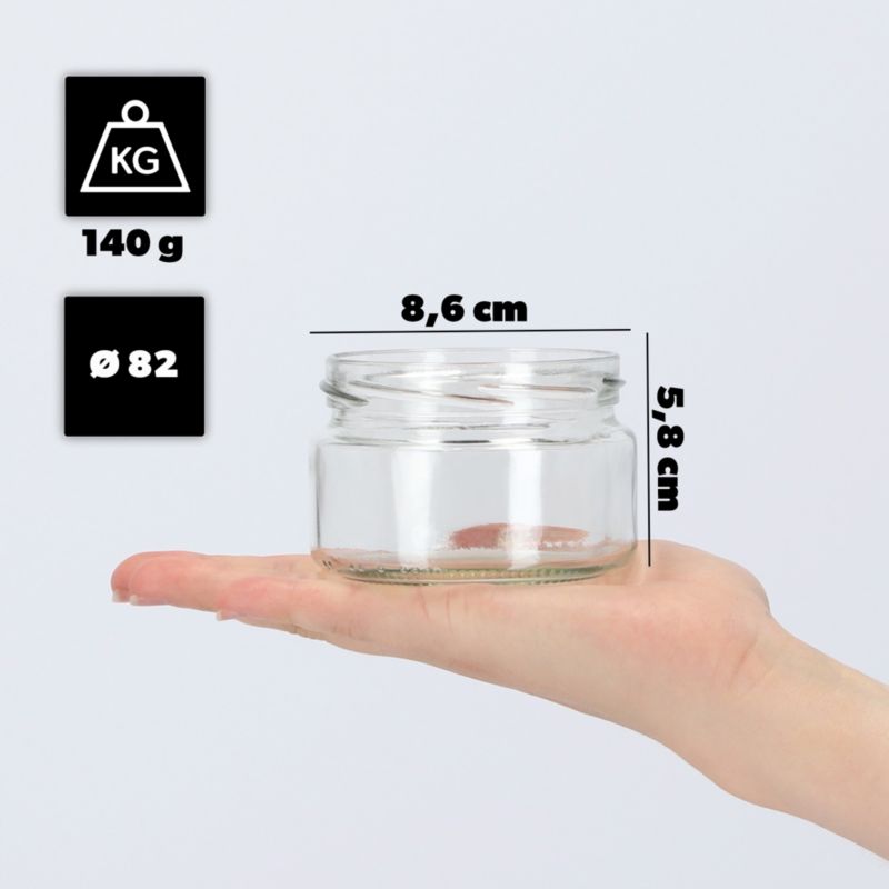 Słoik KADAX 250 ml Słoiki Na Przetwory Miód Szklany Wieczka Zakrętki fi 82 50 szt