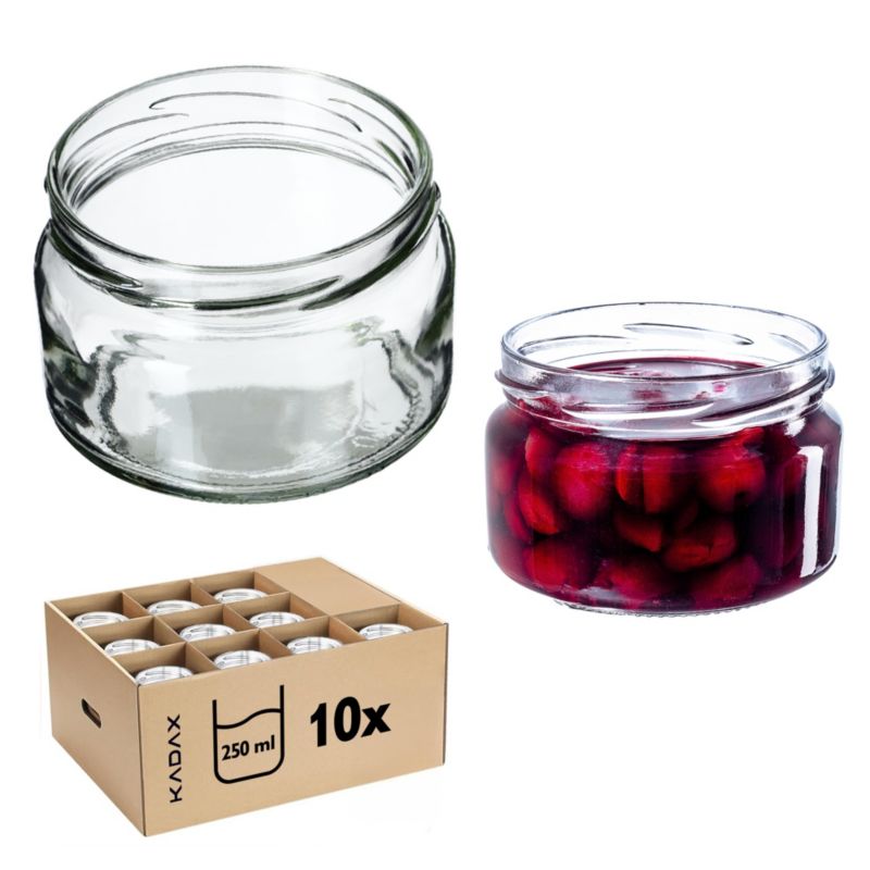 Słoik KADAX Słoiki 250ml Szklany Na Przetwory Dżem miód Do Świec 10 szt.
