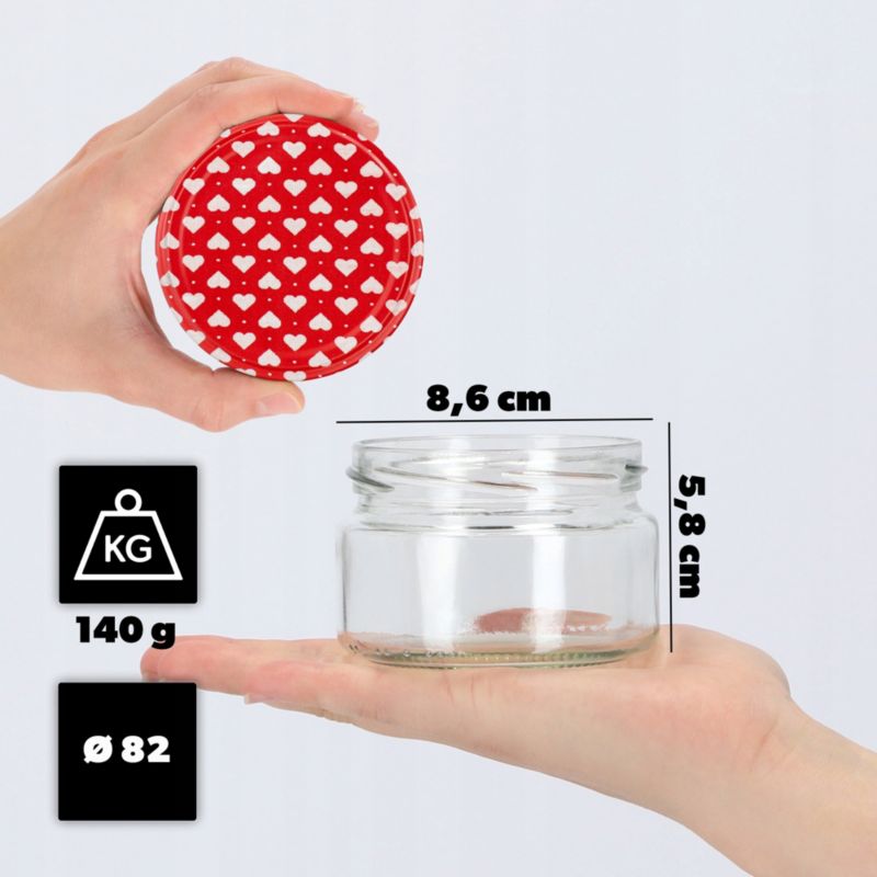 Słoik KADAX Słoiki 250ml Szklany Na Przetwory Dżem miód + Zakrętki Fi82 50 szt.