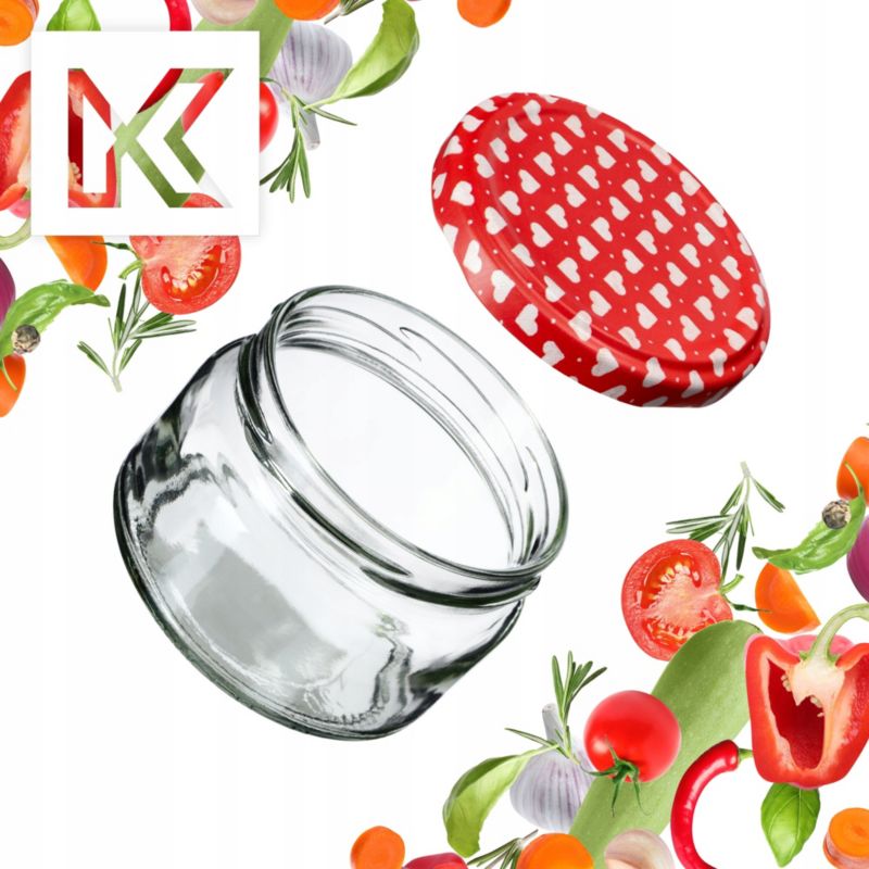 Słoik KADAX Słoiki 250ml Szklany Na Przetwory Dżem miód + Zakrętki Fi82 50 szt.